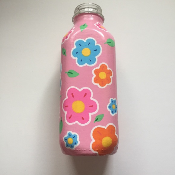 ❤️Decorated milk bottle pink flowers - Picture 2 of 9